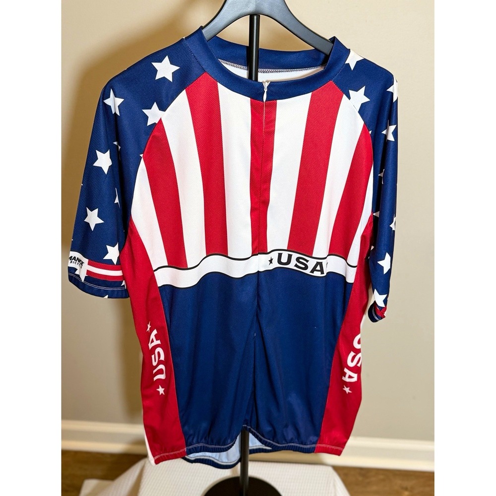 Performance Bicycle Men's XXL USA Patriotic Cycling Jersey 1/4 Zip Pockets